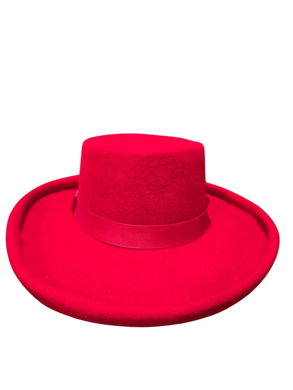 1960s Tina Too Bollman Red Wide Brim 100%  Wool Felt Fedora Hat